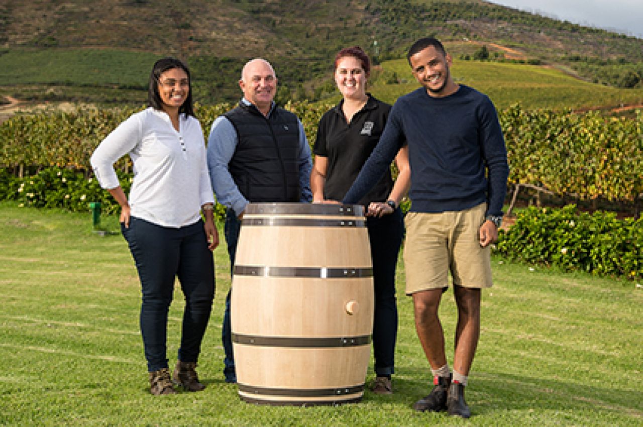 Left to right Gynore Fredericks Andre Kotze MD of Cape Cooperage Group Elouise Kotze Morgan Steyn LR