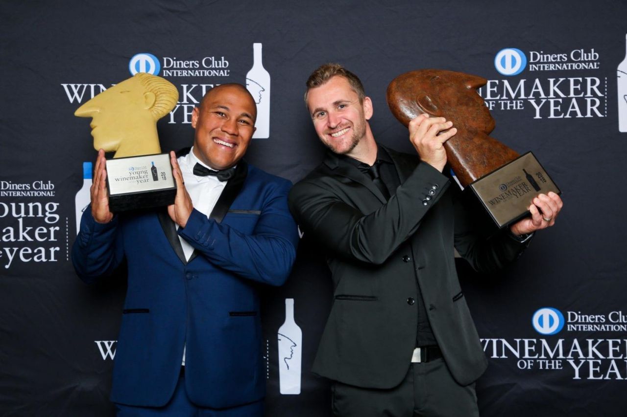 2018 Diners Club Winners Left Rudger van Wyk of Stark Condé Wines Young Winemaker of the Year and Right Clayton Reabow of Môreson Winemaker of the Year