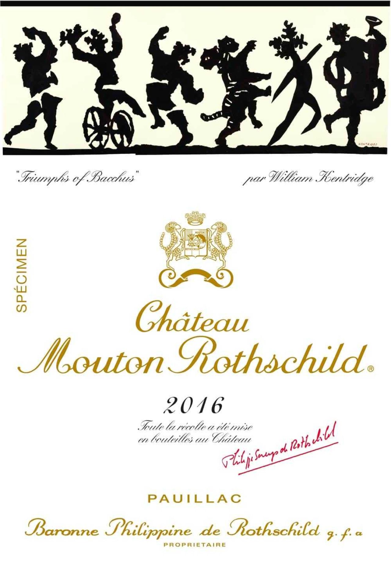 Specimen label Ch Mouton Rothschild 2016