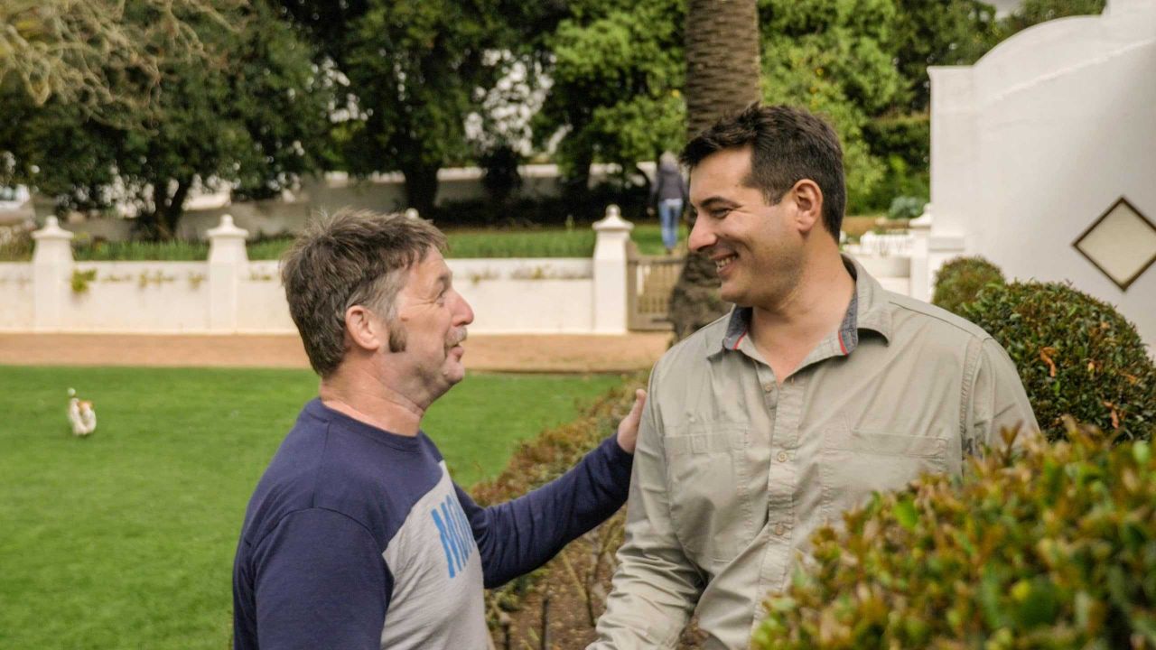 New Zealand winemaker Ben Glover left and Thys Louw