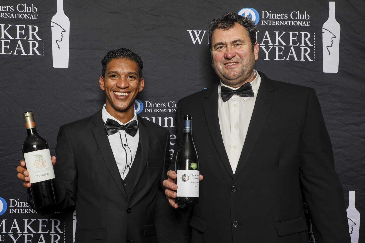 L to R 2022 Diners Club Young Winemaker and Winemaker of the Year Jerome van Rooi Cederberg Conrad Vlok Strandveld no 2