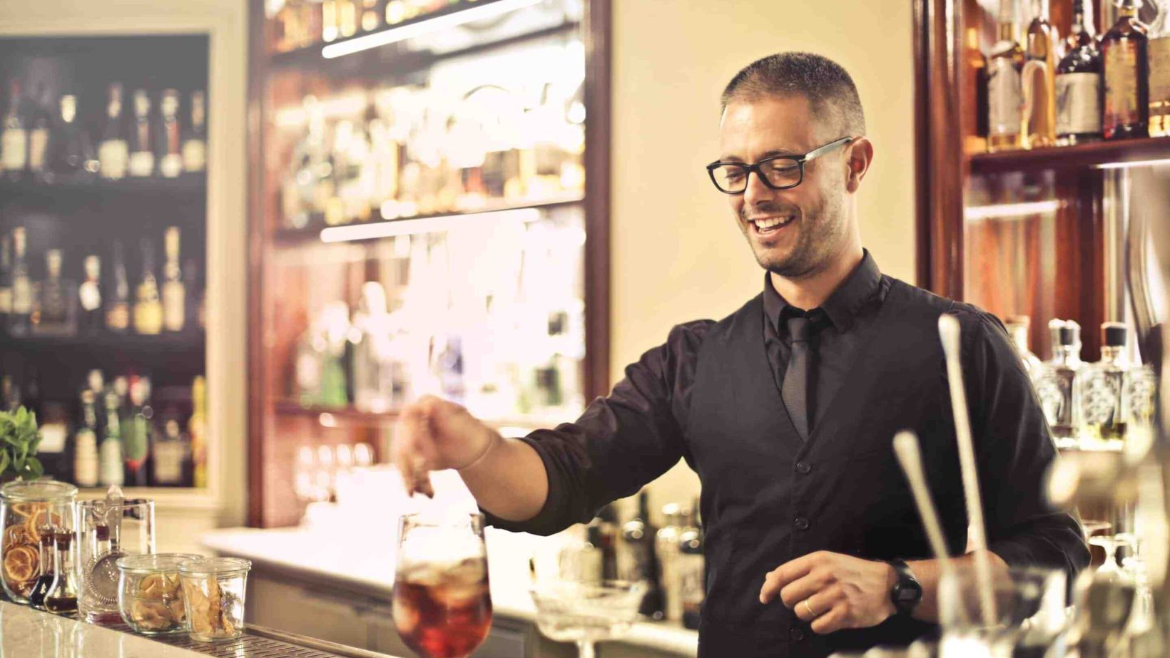 Barman preparing a cocktail