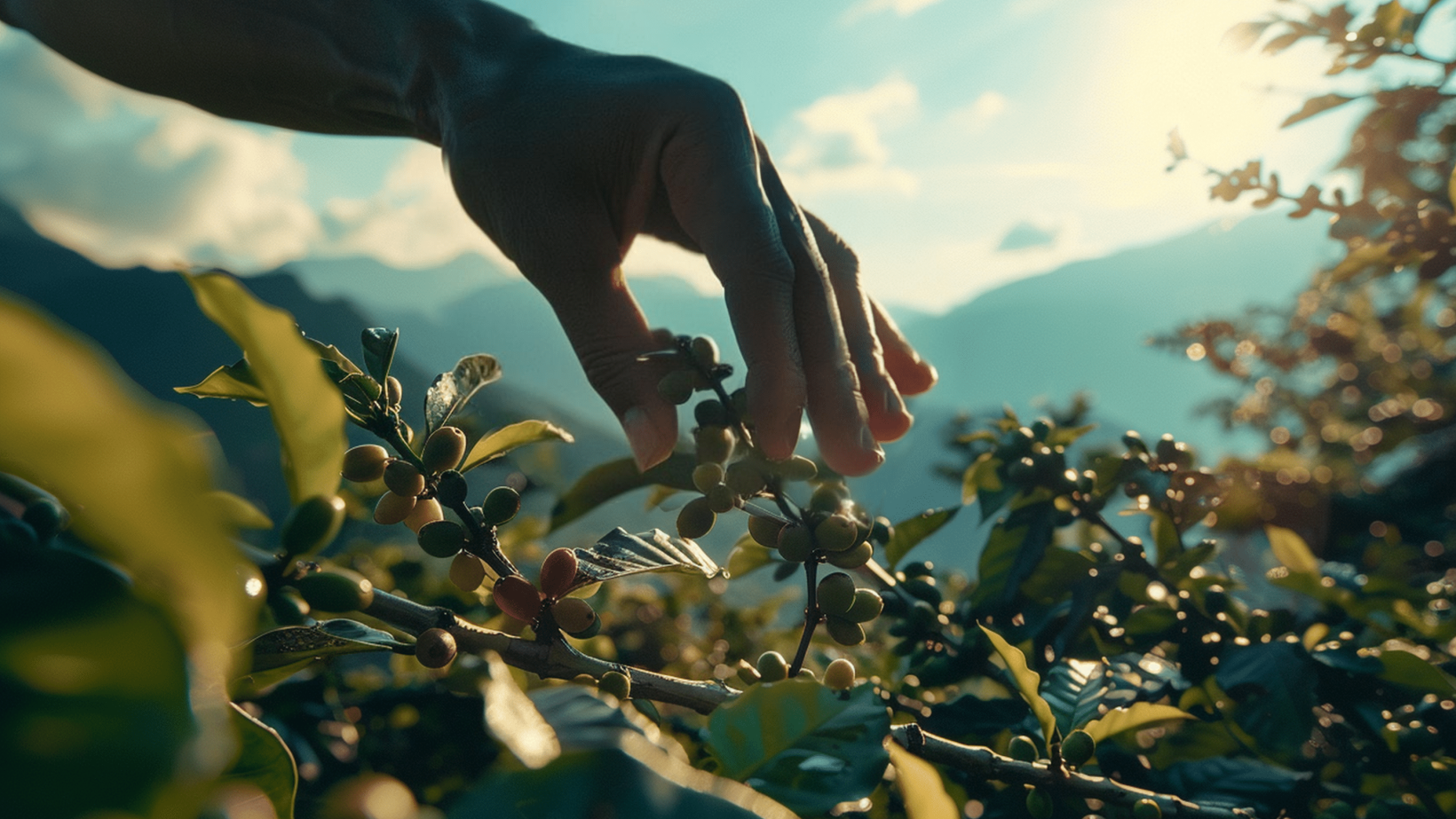 Adult nature coffee harvesting