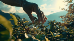 Adult nature coffee harvesting